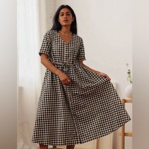 Tradlands Nell Midi Dress Black Gingham - M